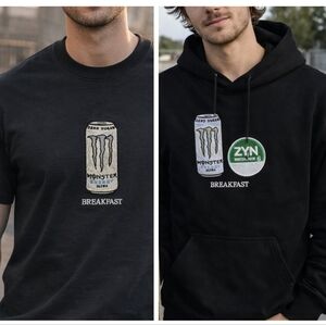 Men's Black White Monster & Zyn Hoodie & T Shirt Size XL NWT